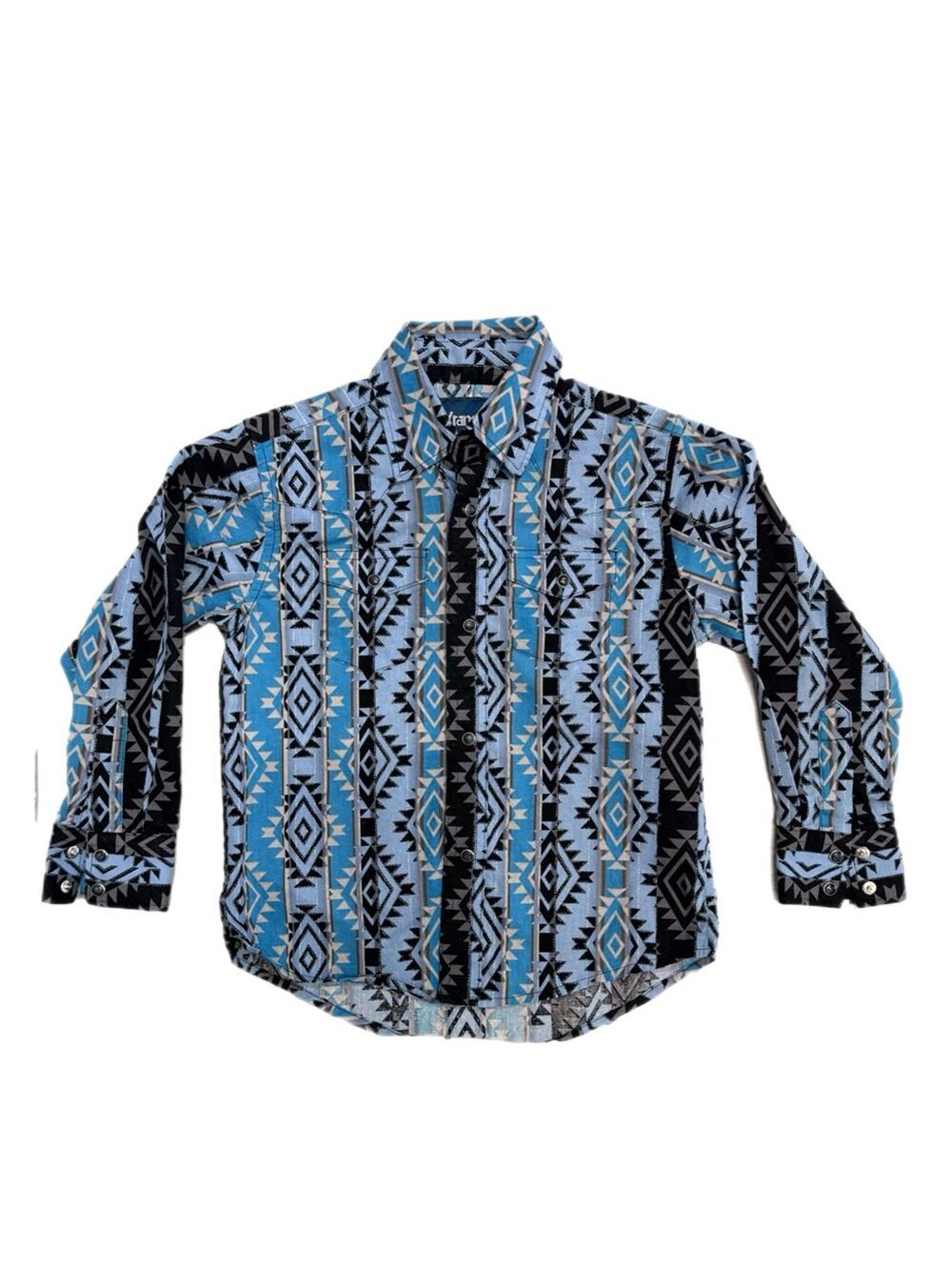 Youth Wrangler Southwestern Western Snap polo Shirt